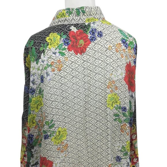 Johnny Was Babette Silk Russian Nesting Doll Print Tunic Blouse Size XL Floral - Picture 6 of 9